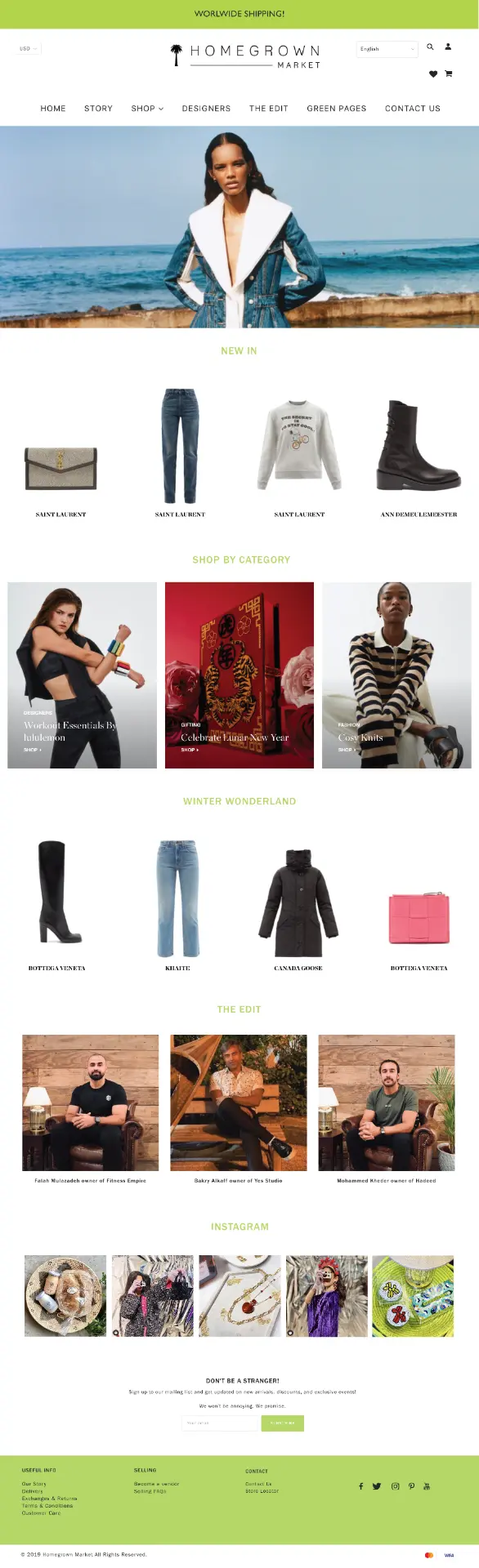 Homegrown Market Women and Men storefront design
