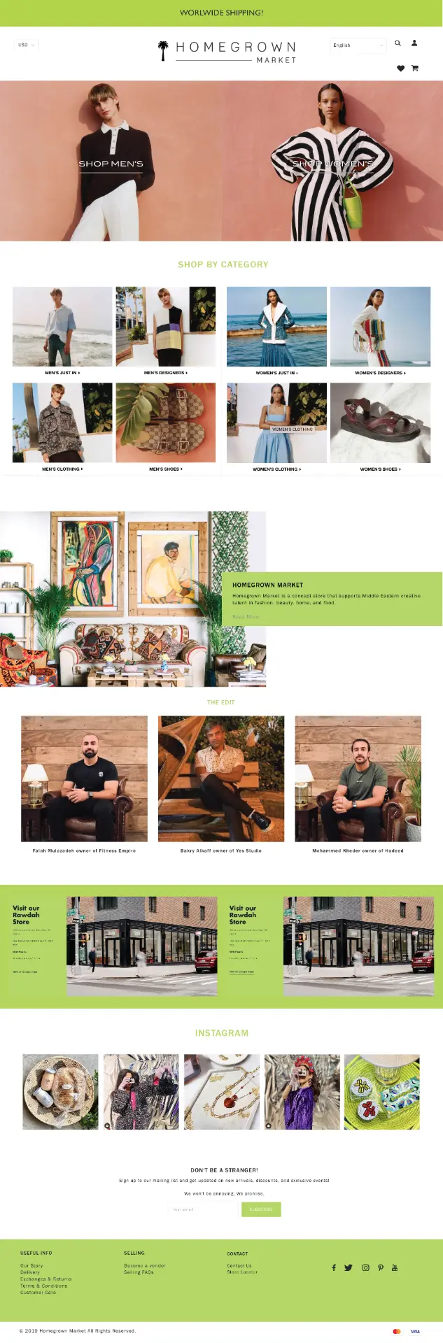 Homegrown Market homepage design