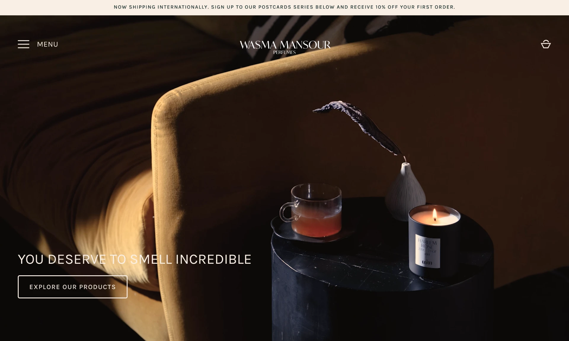Wasma Mansour perfumes storefront homepage